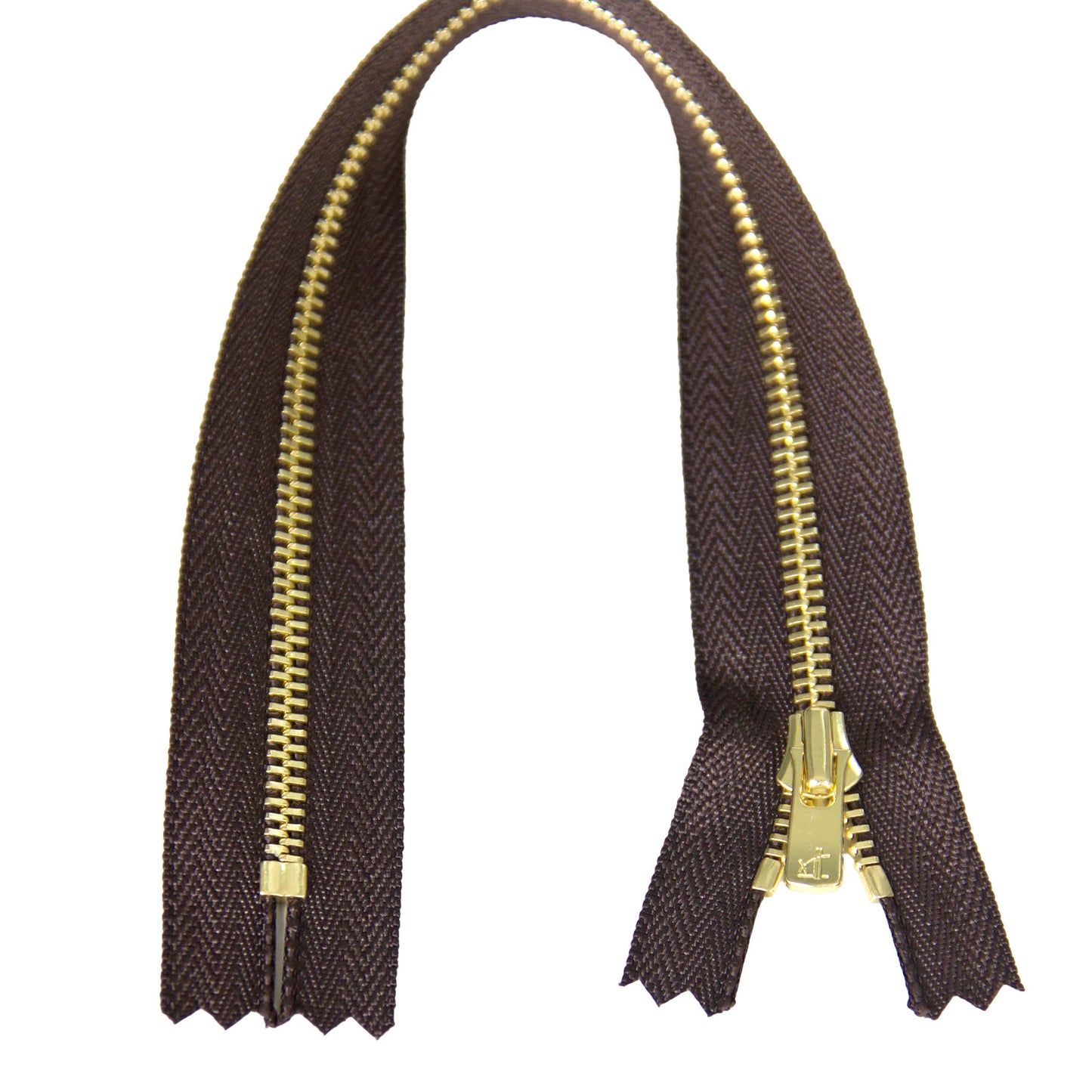 YKK Excella #3 Closed-End Metal Zippers with Gold Teeth Dark Brown