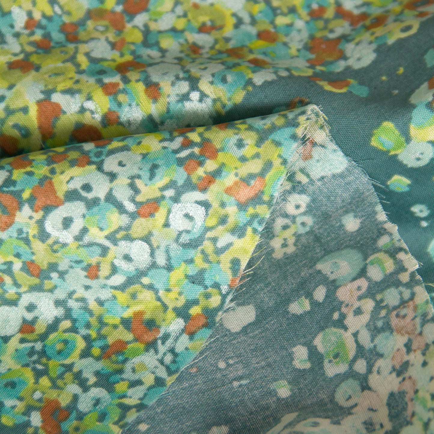 Nani Iro Double Gauze Cotton Fabric Fuwari fuwari Teal by the Yard