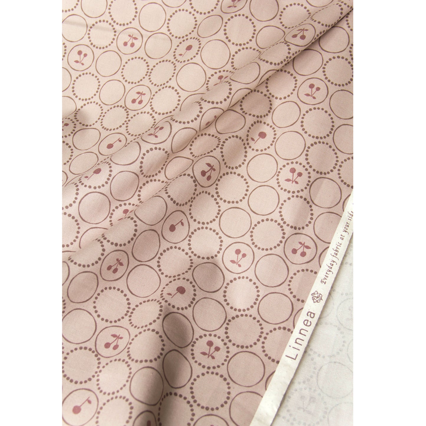Oxford Cotton Fabric Kokka Cherry Circle Dusty Pink by the Yard