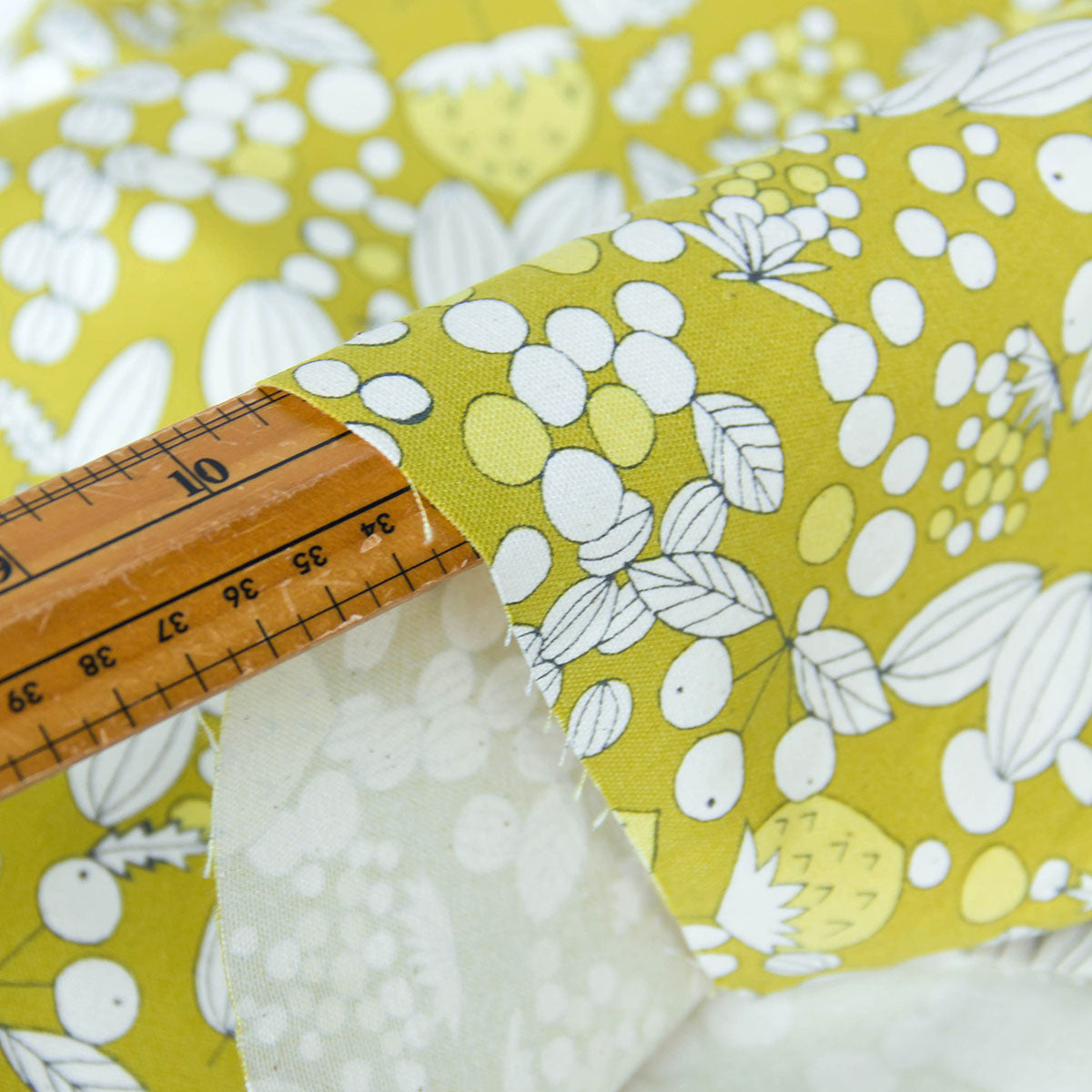 Oxford Cotton Fabric Vintage Style Strawberry & Nut Yellow by the Yard