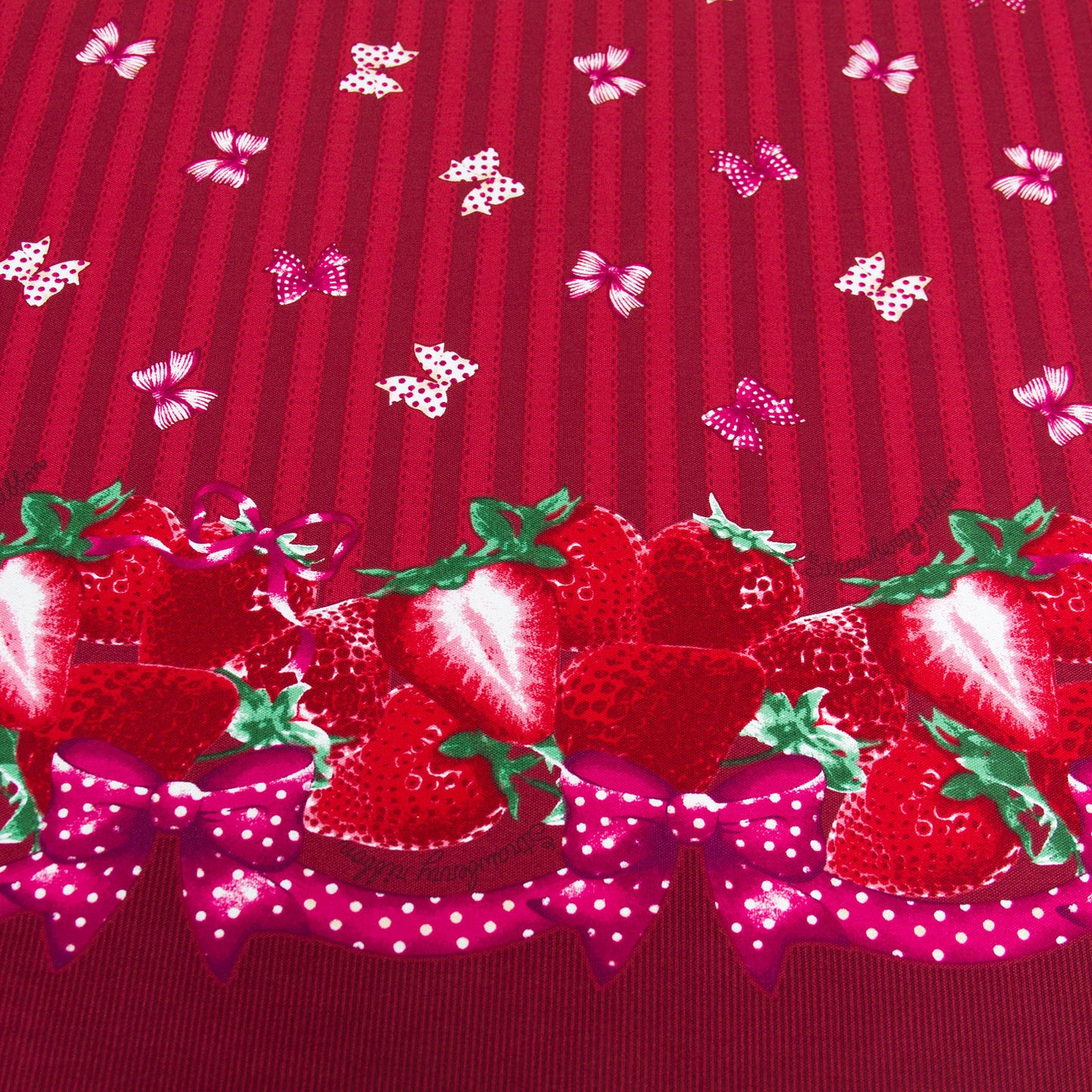 Oxford Cotton Fabric Strawberry Stripe Red by the Yard