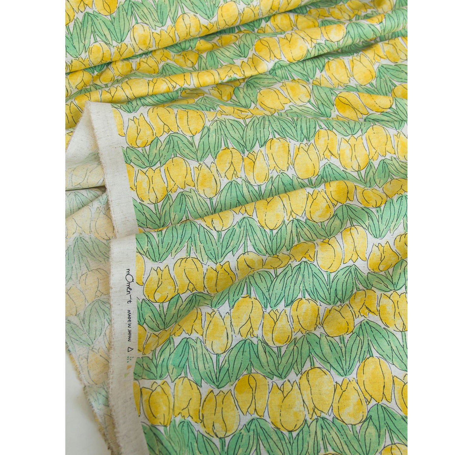 Lightweight Cotton Linen Fabric Tulip Print Yellow by the Yard
