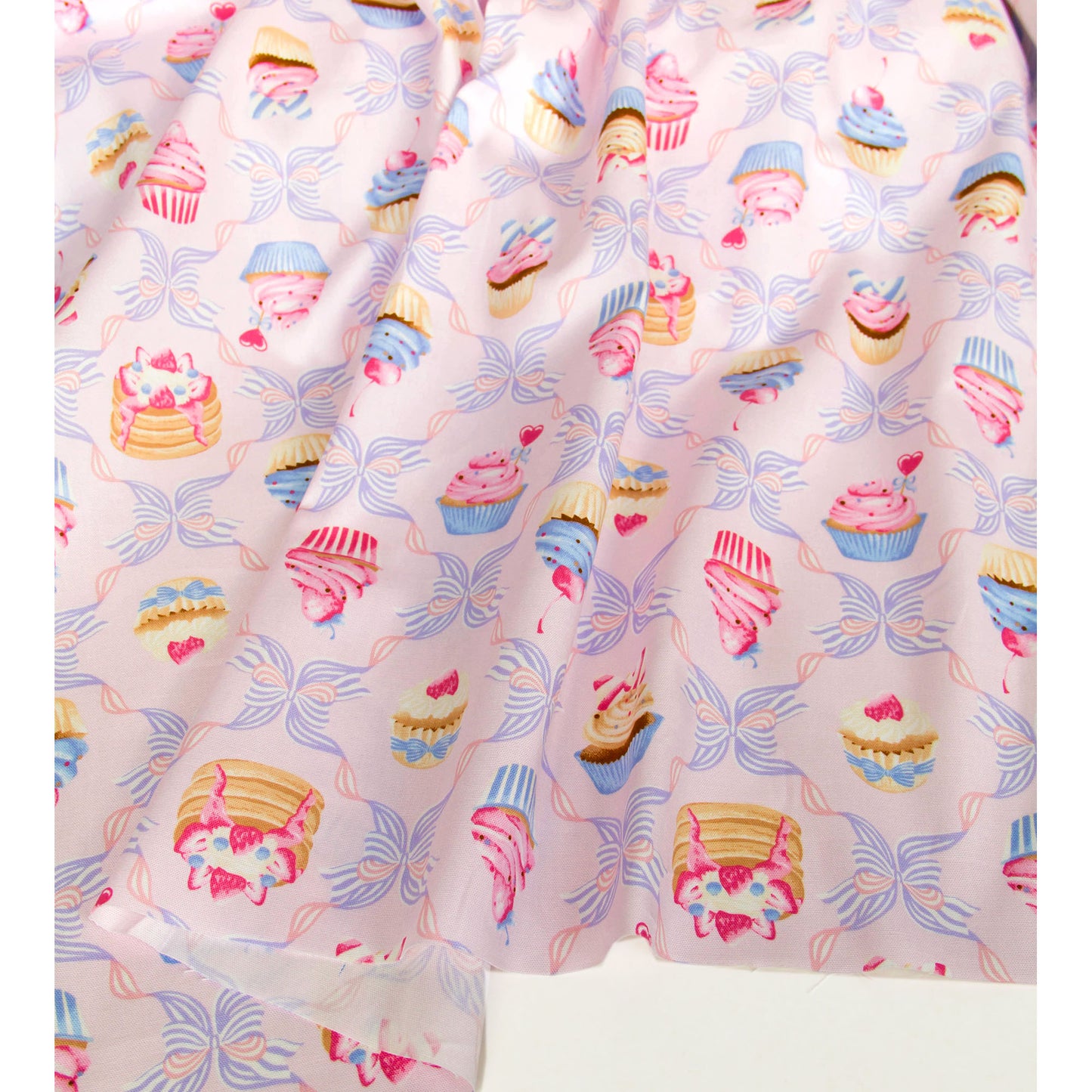 Oxford Cotton Fabric Cupcake Bow Pink by the Yard
