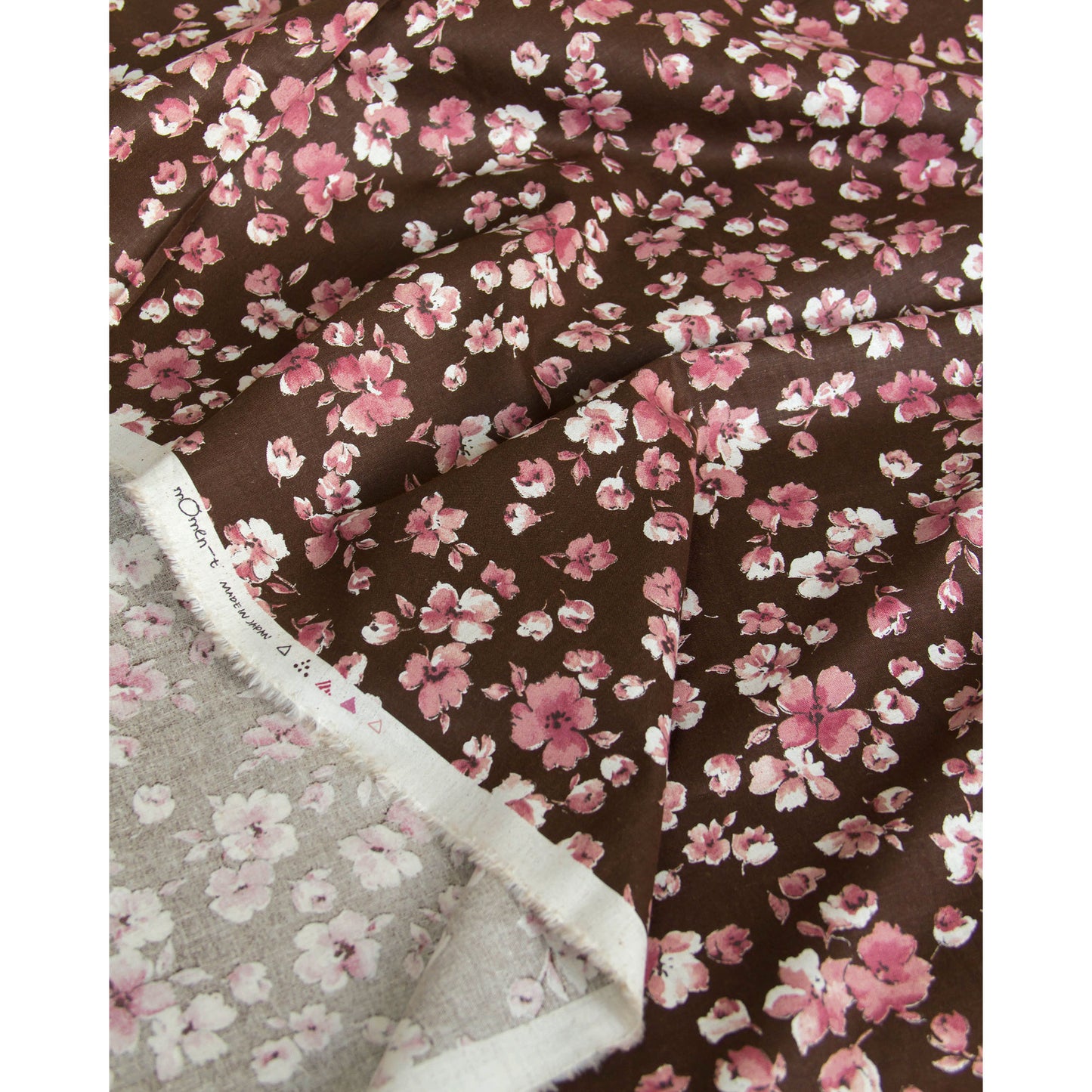 Lightweight Cotton Linen Fabric Watercolor Floral Dark Brown by the Yard