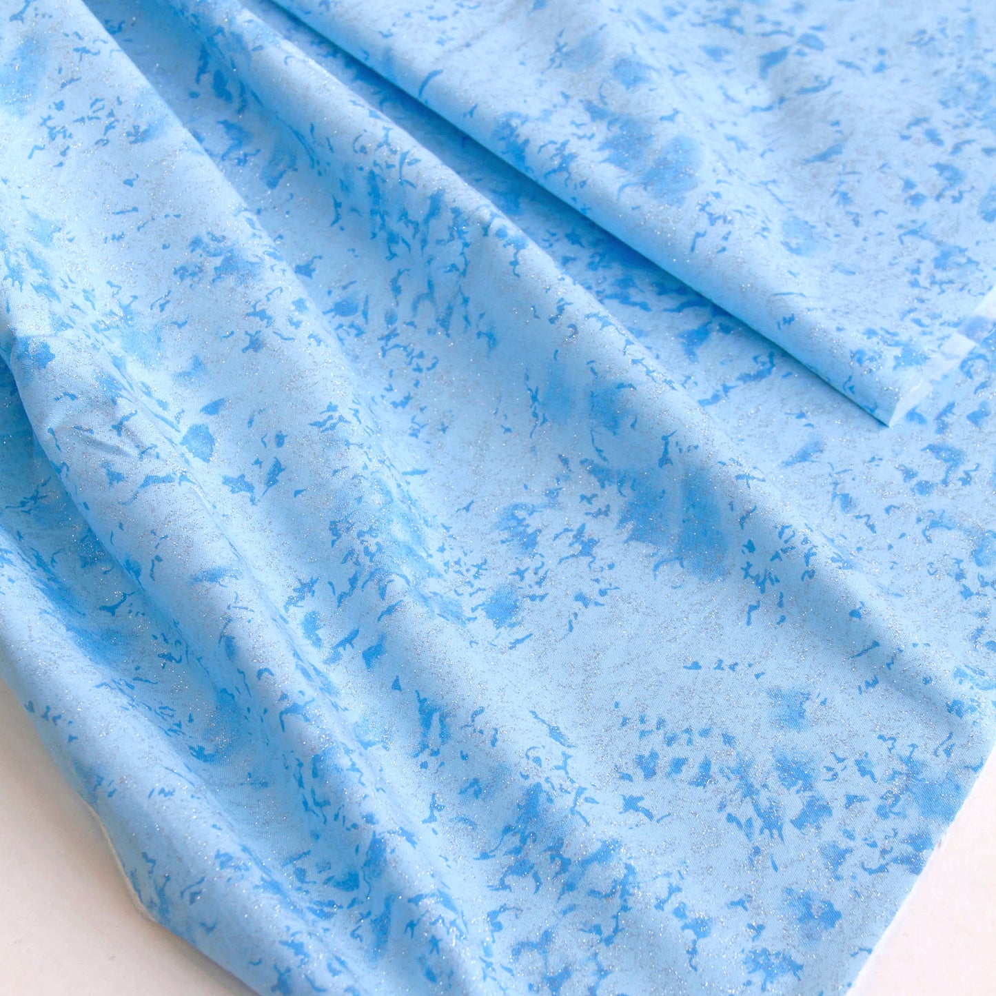 Cotton Fabric with Silver Glitter Light Blue by the Yard