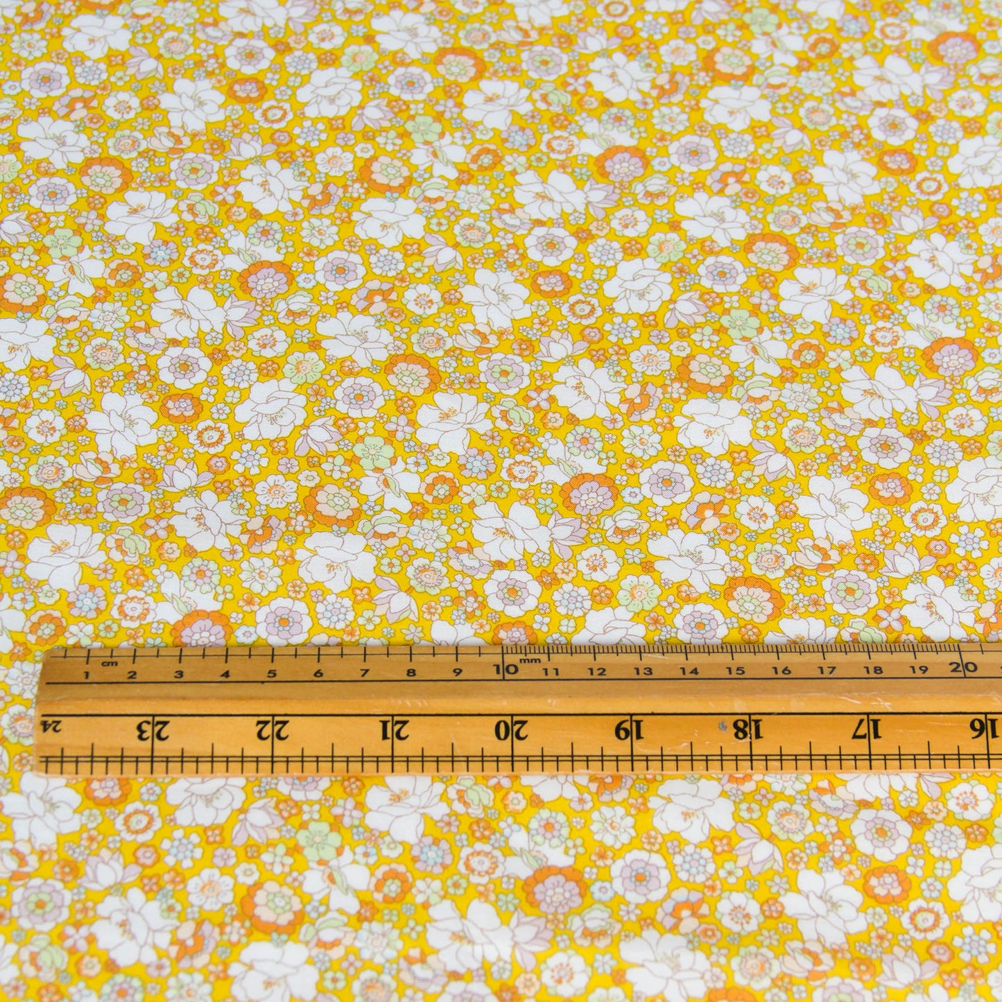Cotton Lawn Lightweight Fabric Small Floral Print Yellow by the Yard