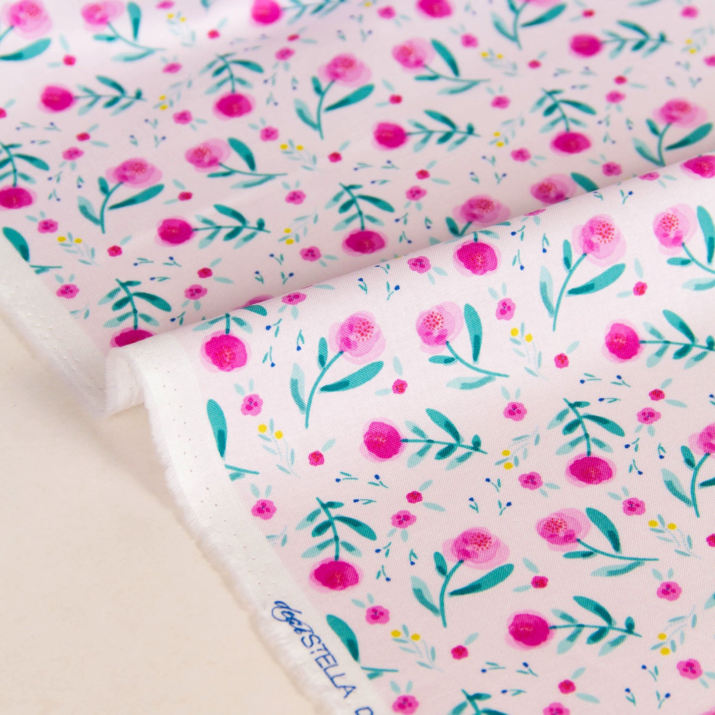 Cotton Fabric Watercolor Flower Light Pink by the Yard