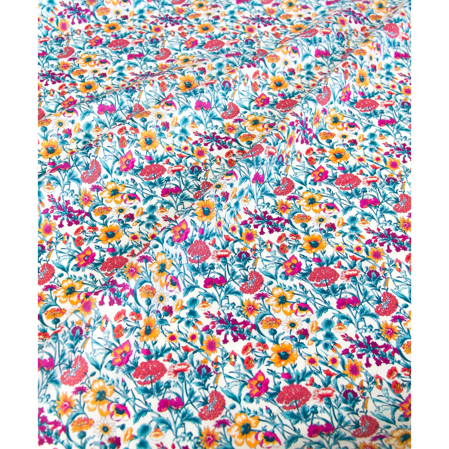 Tissu léger en coton lawn, motif Kokka Flower, noir, vendu au mètre