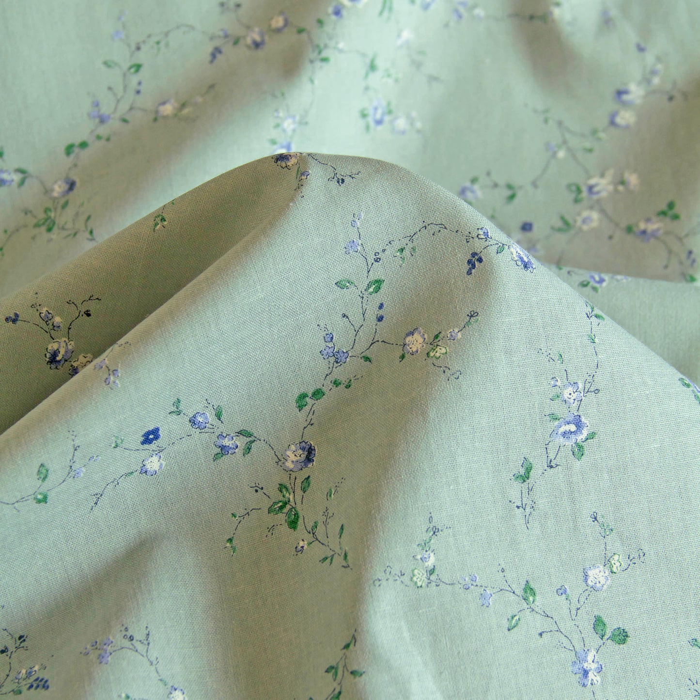 Lightweight Cotton Linen Fabric Kokka Vintage Floral Slate Blue by the Yard