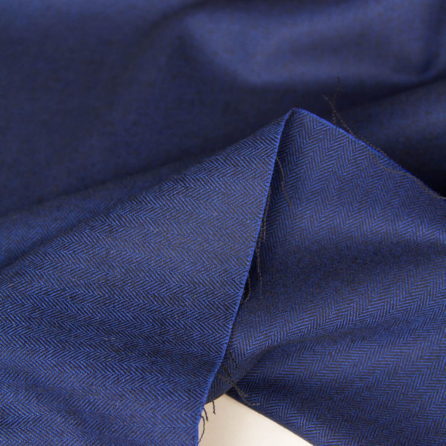Cotton Herringbone Brushed Flannel Fabric Deep Blue by the Yard