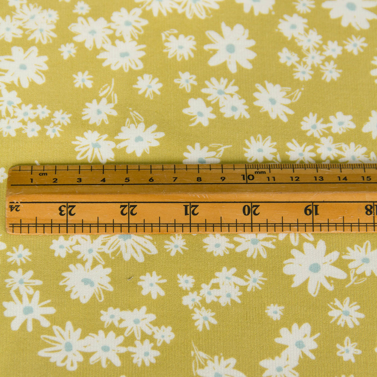 21 Wale Corduroy with White Daisy Print Yellow by the Yard