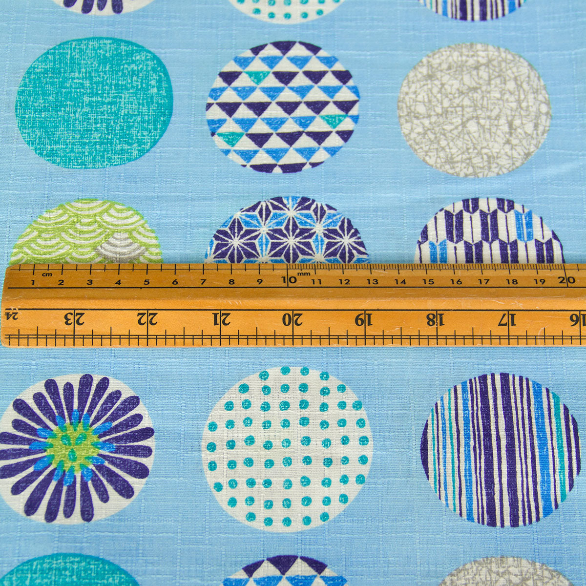 Japanese Style Geometric Pattern Dobby Cotton Fabric Blue by the Yard
