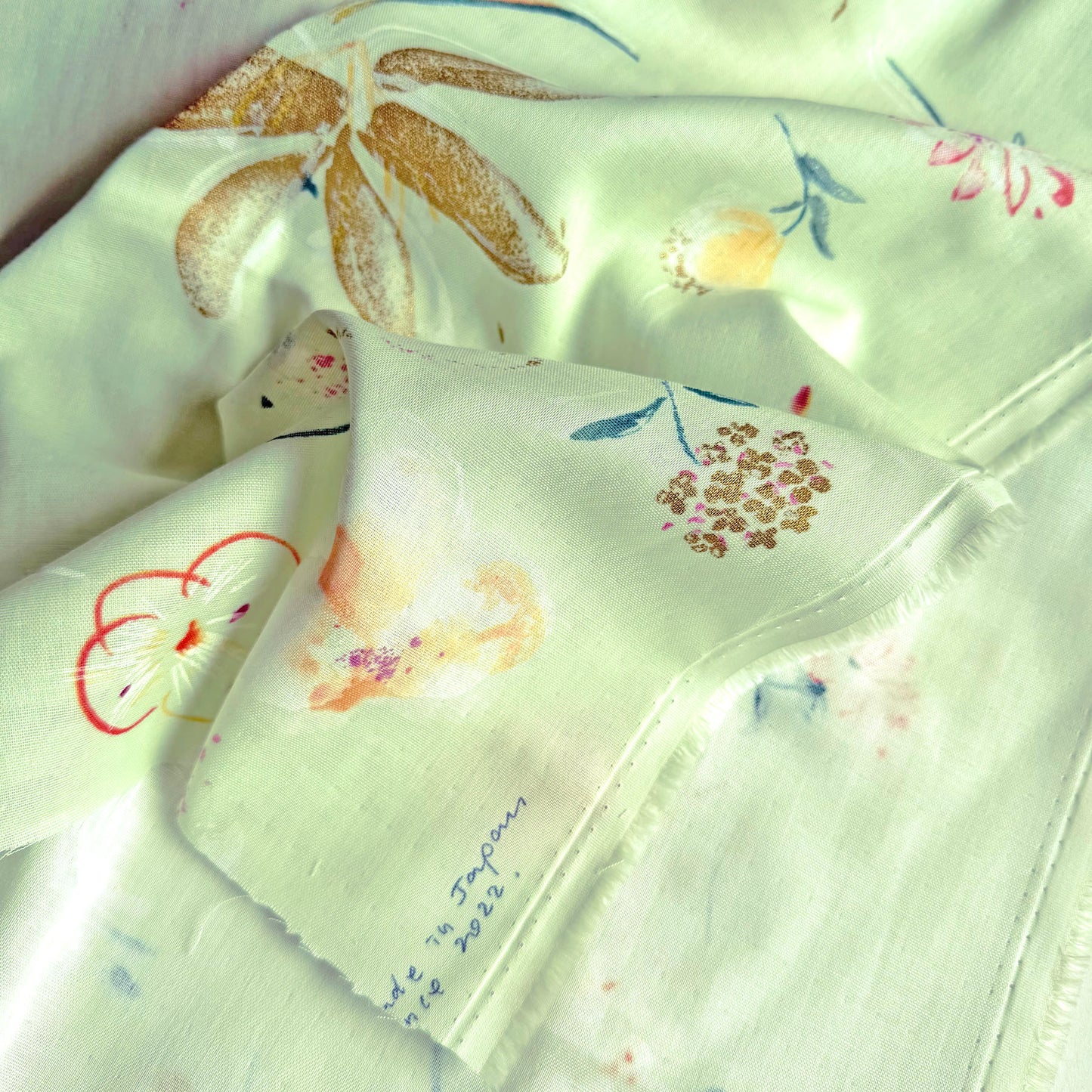 Nani Iro Double Gauze Cotton Fabric Haha Light Green by the Yard
