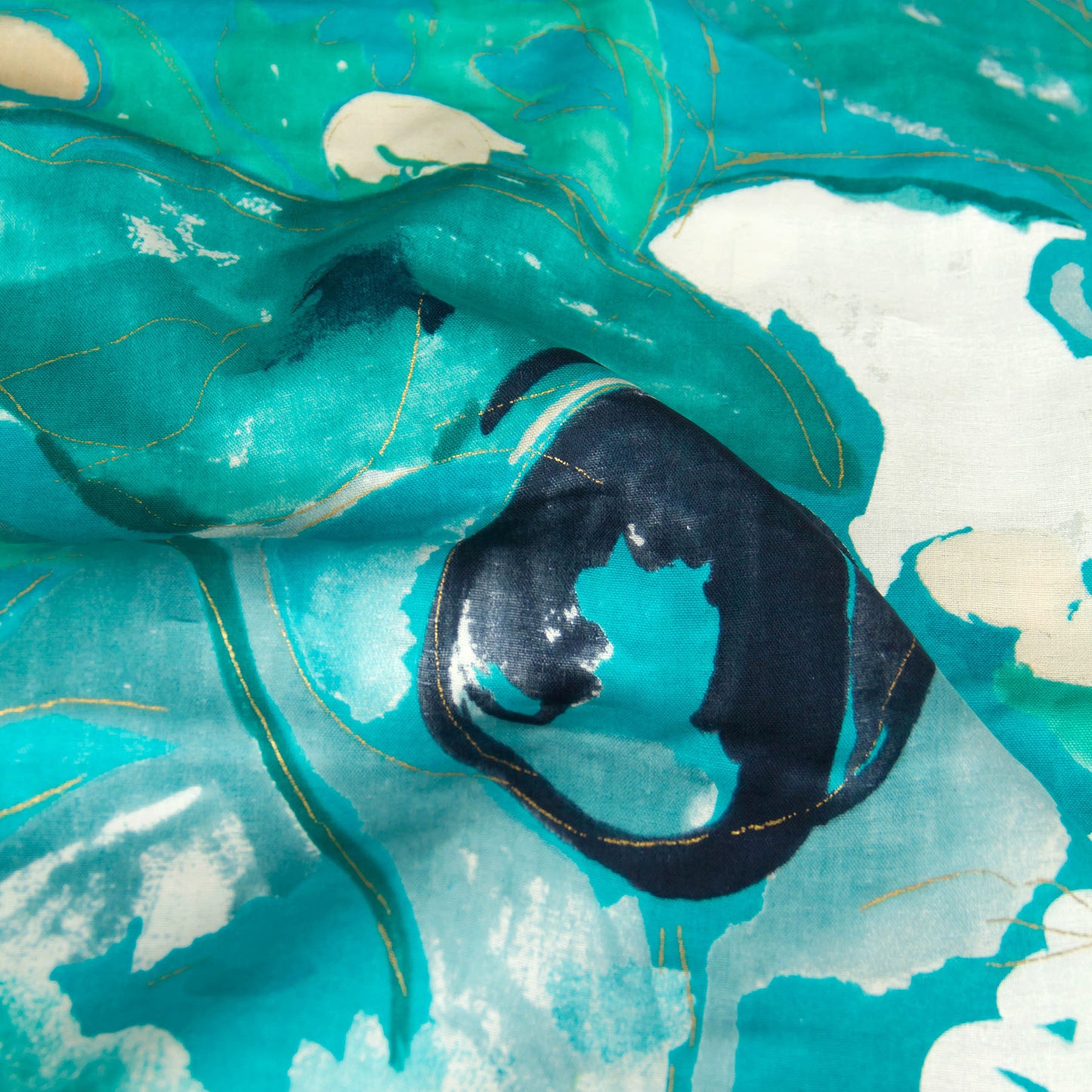 Nani Iro Double Gauze Cotton Fabric As It Is Teal by the Yard