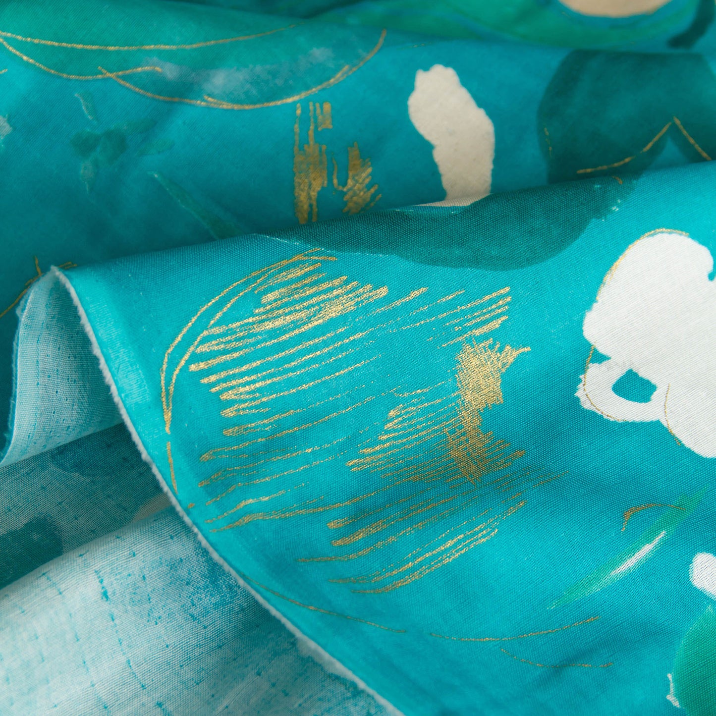 Nani Iro Double Gauze Cotton Fabric As It Is Teal by the Yard