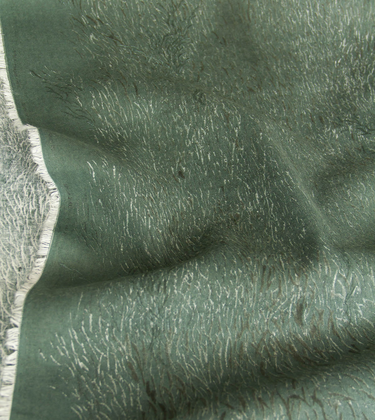 Nani IRO Brushed Cotton Linen elegant wind Darl Smoky Green by the Yard