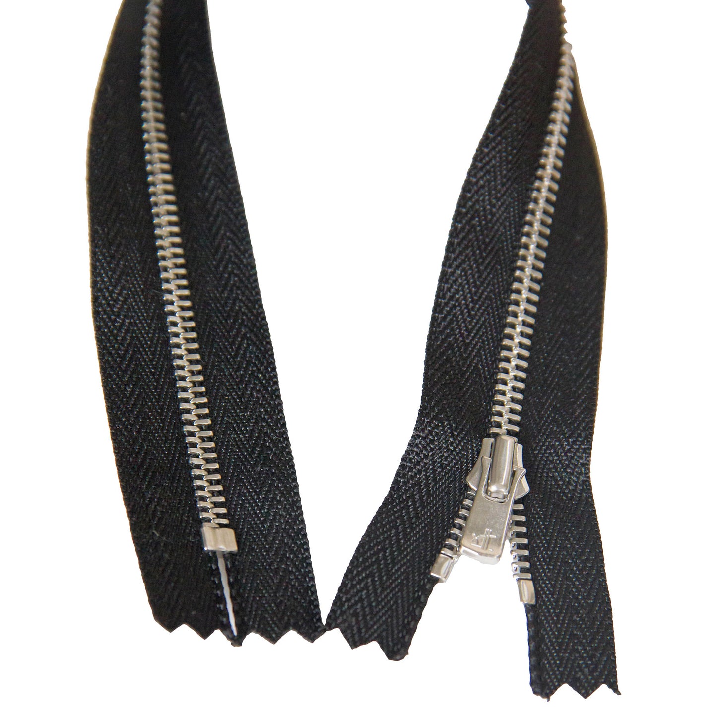YKK Excella #3 Closed-End Metal Zippers with Silver Teeth Black