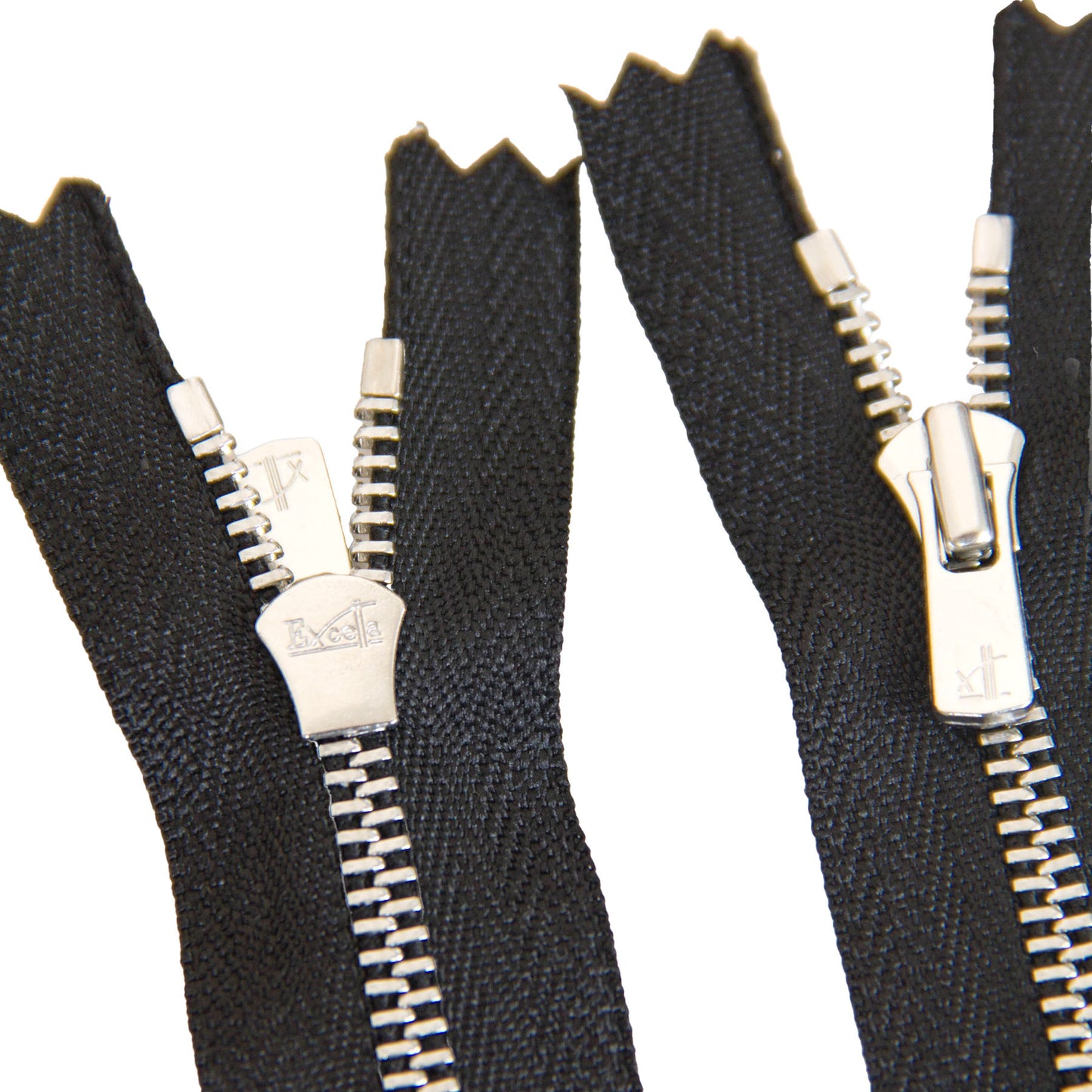 YKK Excella #3 Closed-End Metal Zippers with Silver Teeth Black