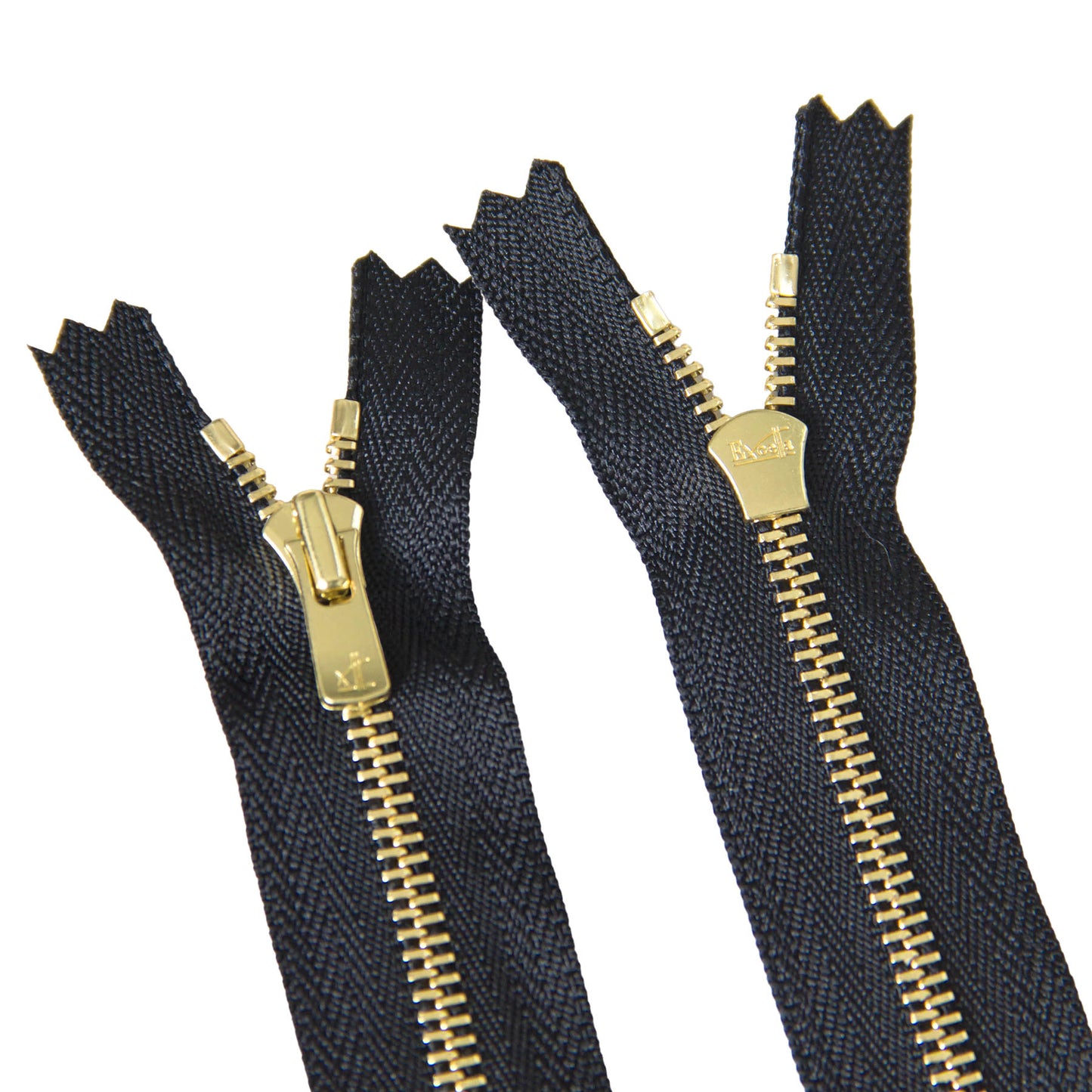 YKK Excella #3 Closed-End Metal Zippers with Gold Teeth Black