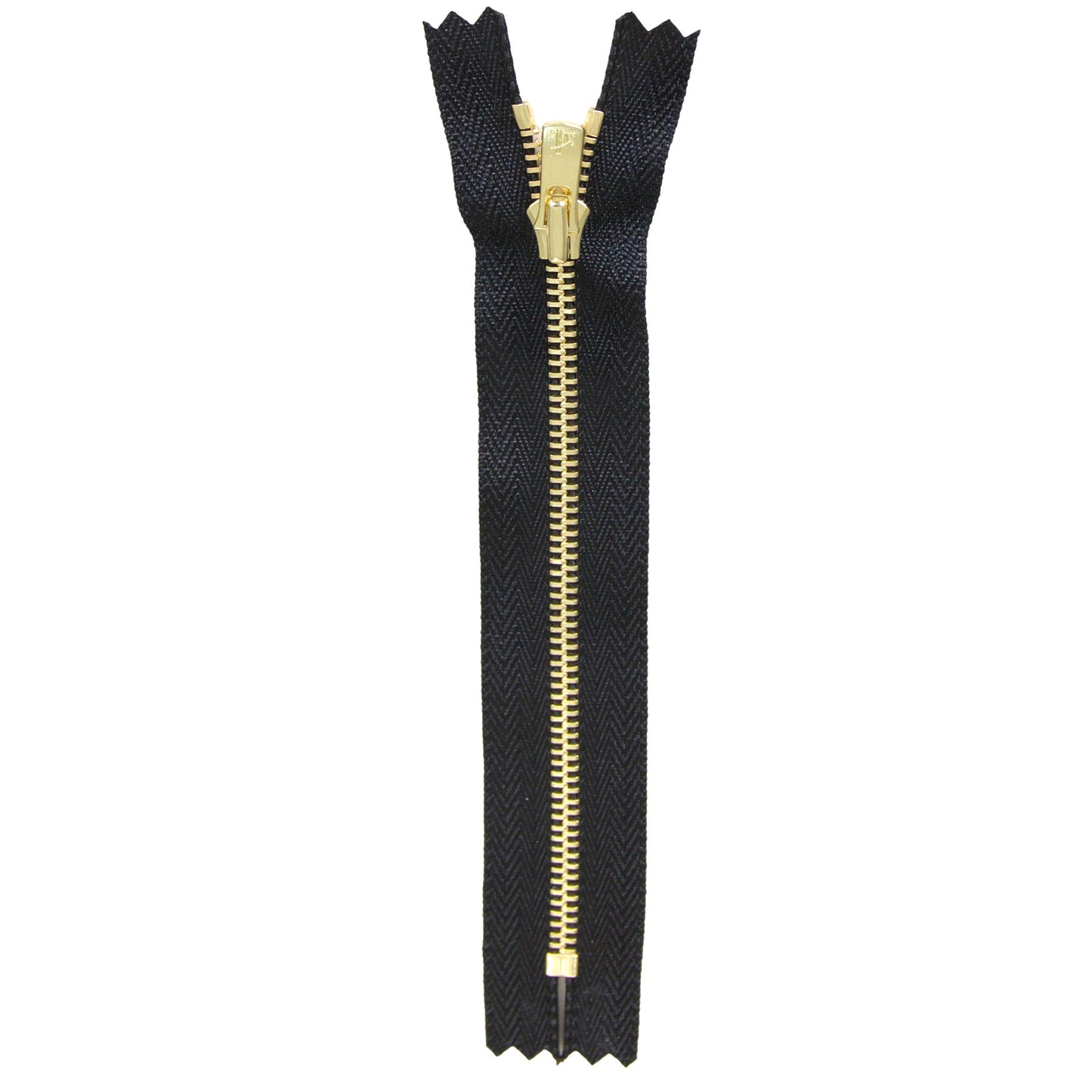 YKK Excella #3 Closed-End Metal Zippers with Gold Teeth Black