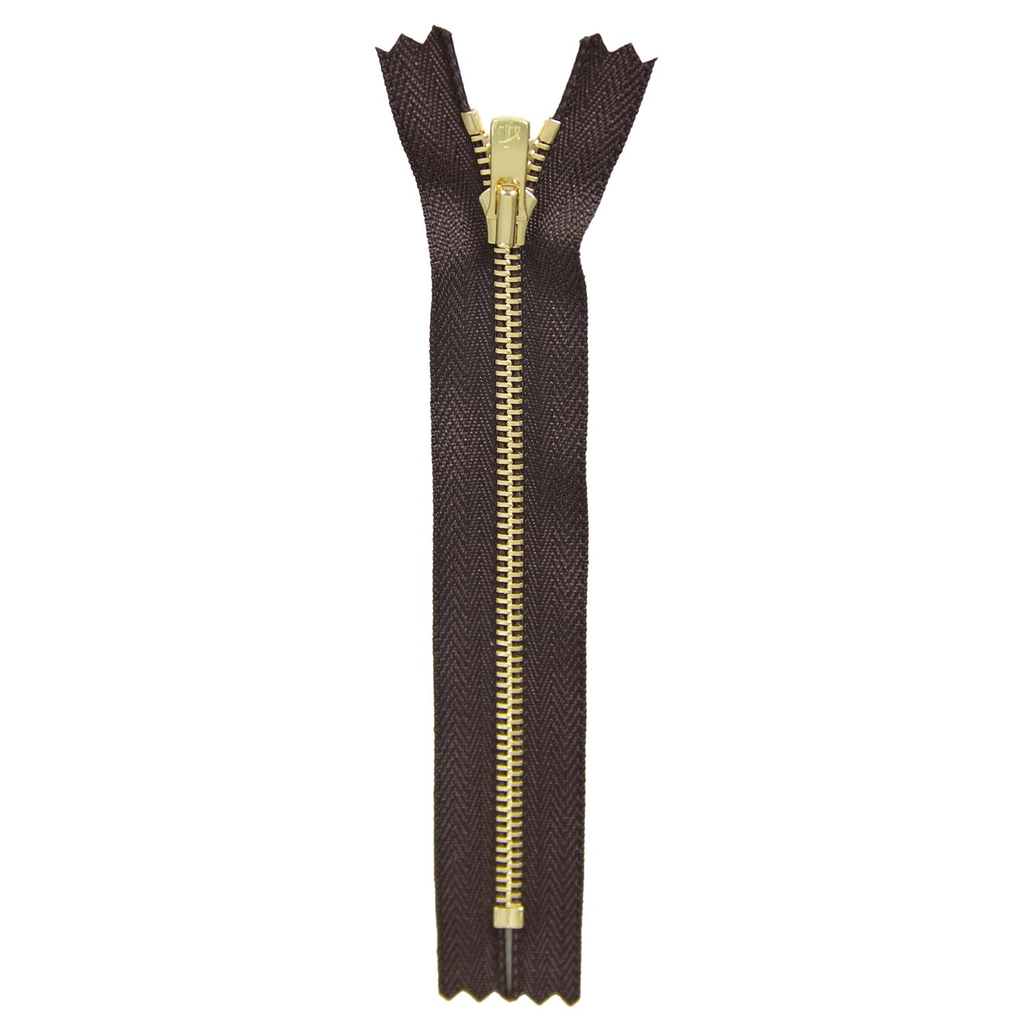 YKK Excella #3 Closed-End Metal Zippers with Gold Teeth Dark Brown