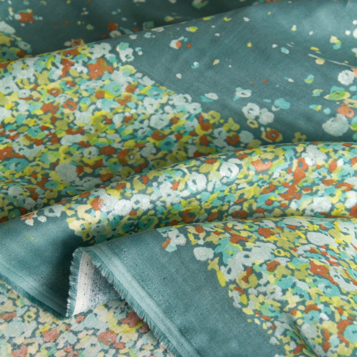 Nani Iro Double Gauze Cotton Fabric Fuwari fuwari Teal by the Yard