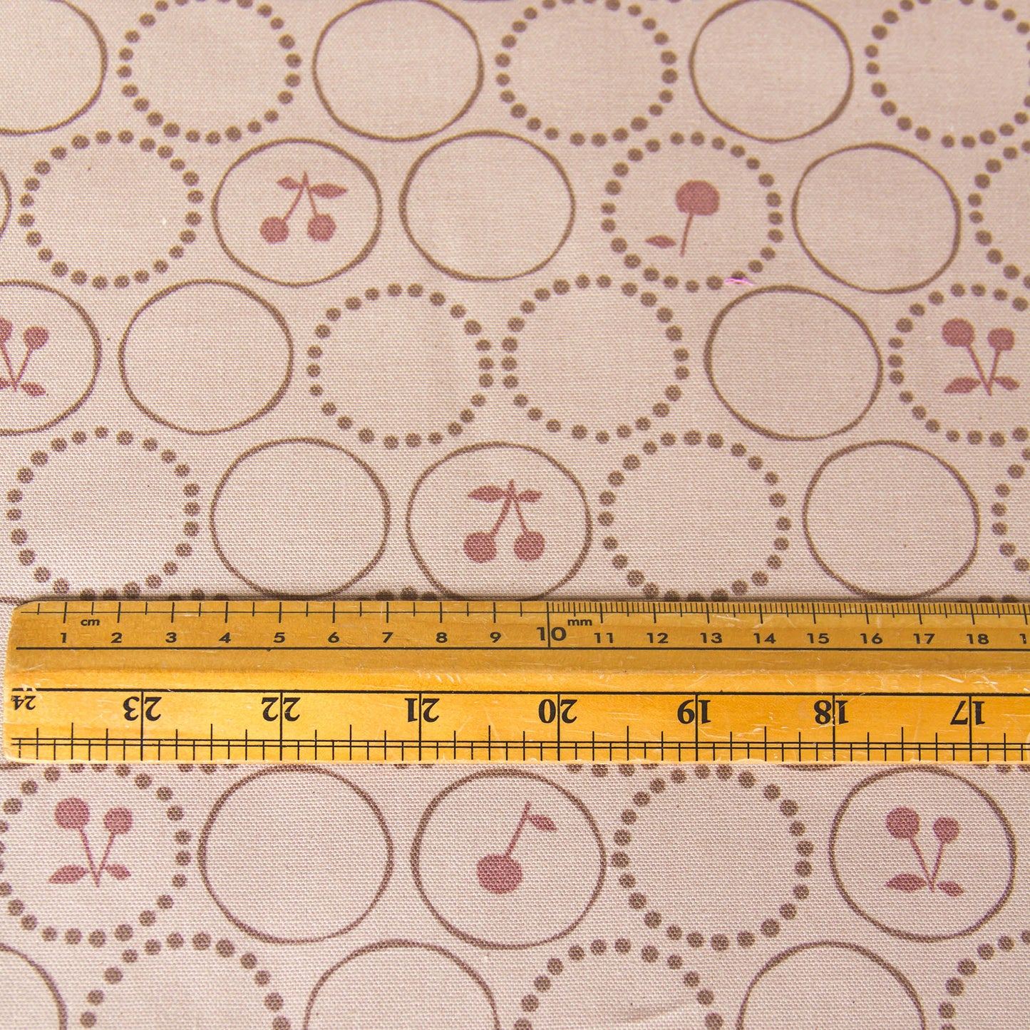 Oxford Cotton Fabric Kokka Cherry Circle Dusty Pink by the Yard