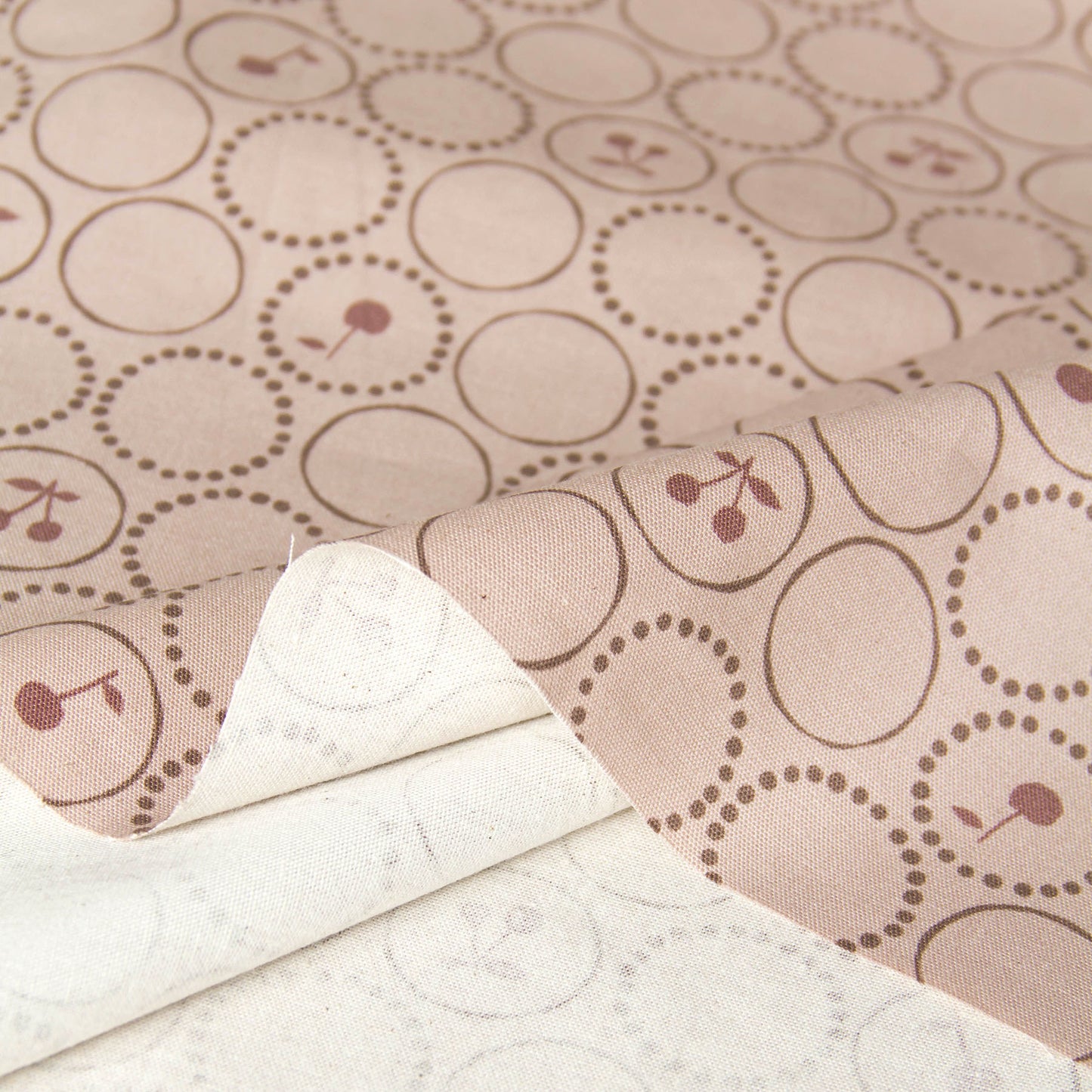 Oxford Cotton Fabric Kokka Cherry Circle Dusty Pink by the Yard