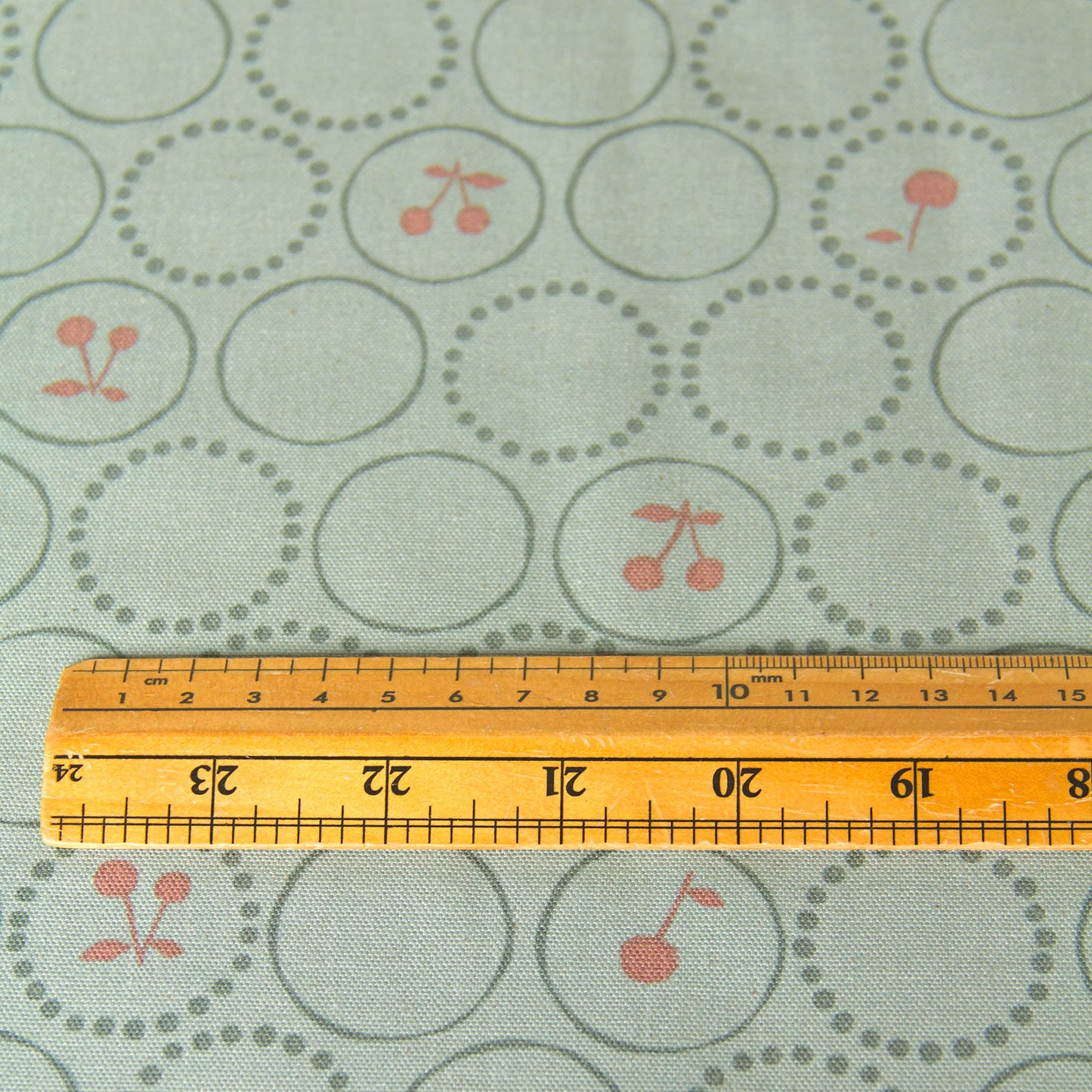 Oxford Cotton Fabric Kokka Cherry Circle Sage Green by the Yard