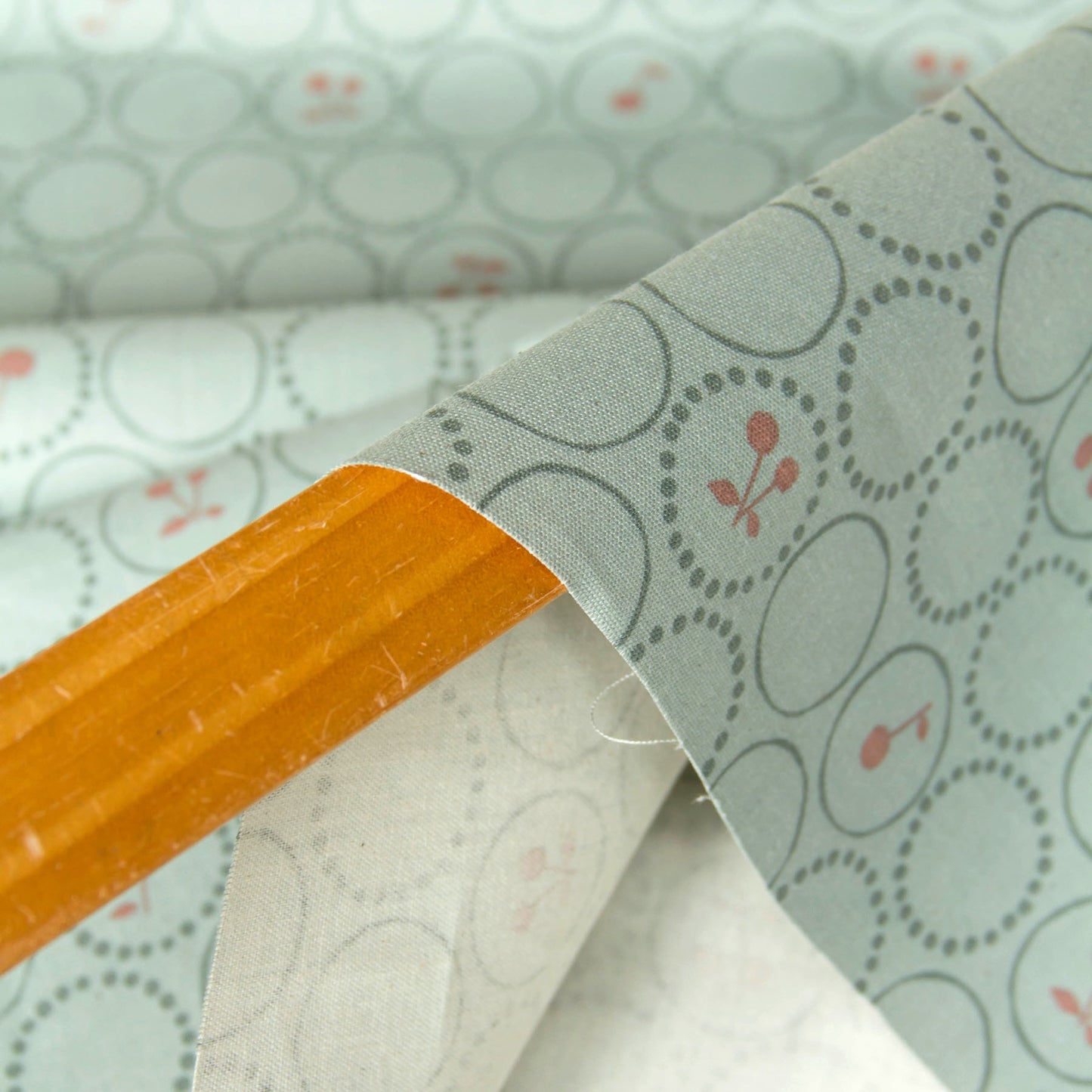 Oxford Cotton Fabric Kokka Cherry Circle Sage Green by the Yard