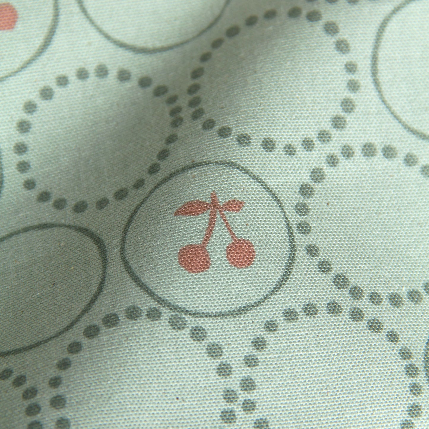 Oxford Cotton Fabric Kokka Cherry Circle Sage Green by the Yard