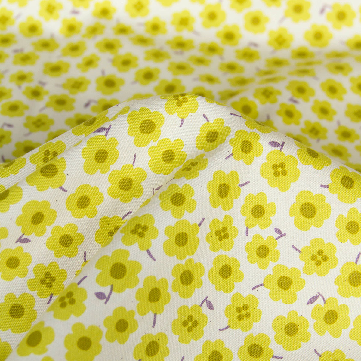 Oxford Cotton Kokka Floral Print Fabric Yellow by the Yard