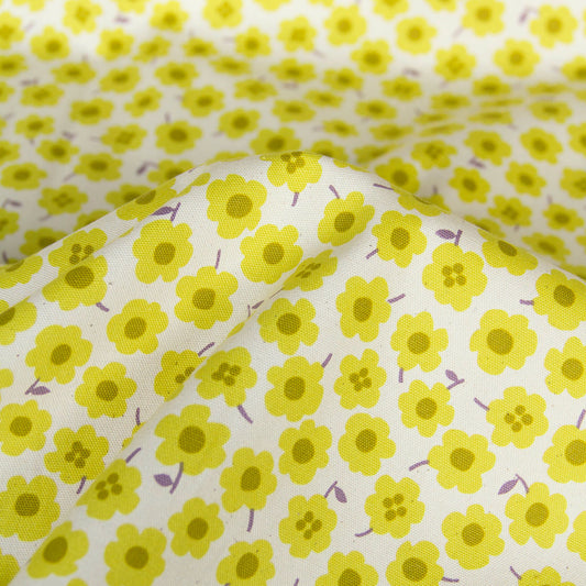 Oxford Cotton Kokka Floral Print Fabric Yellow by the Yard