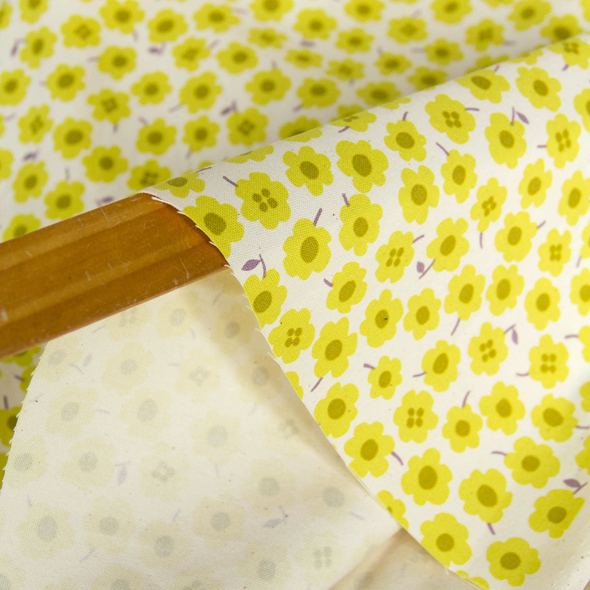 Oxford Cotton Kokka Floral Print Fabric Yellow by the Yard