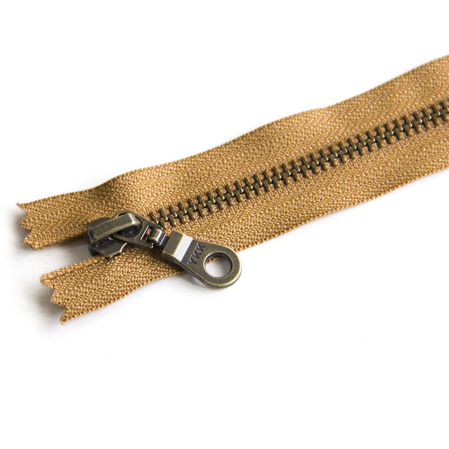 YKK #5 Closed-End Metal Zippers with Bronze Teeth for Sewing Bags & Crafts