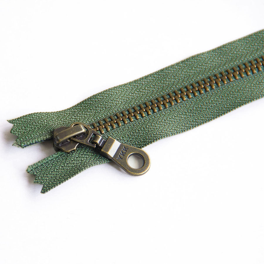 YKK #5 Closed-End Metal Zippers with Bronze Teeth for Sewing Bags & Crafts