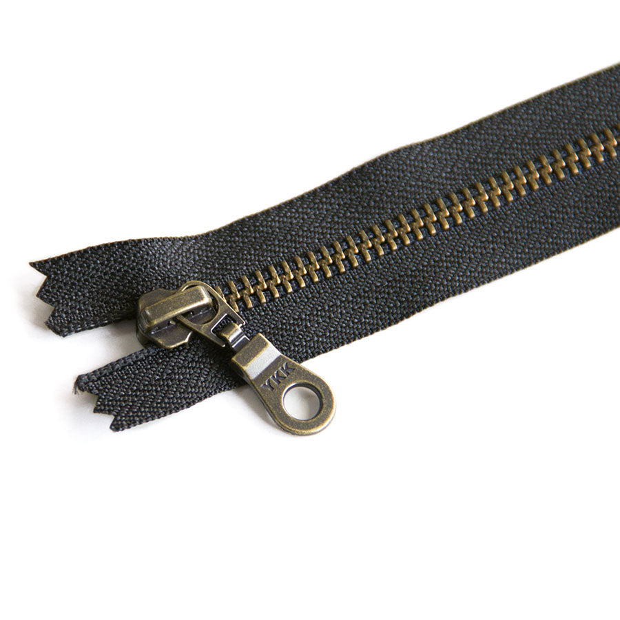 YKK #5 Closed-End Metal Zippers with Bronze Teeth for Sewing Bags & Crafts
