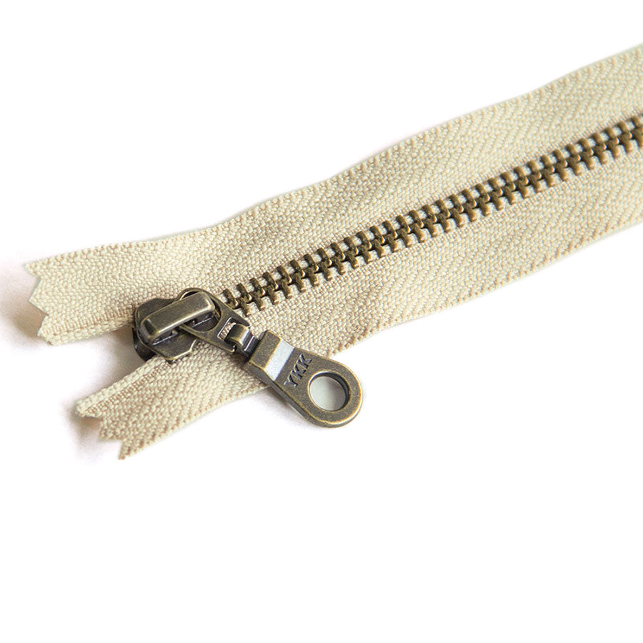 YKK #5 Closed-End Metal Zippers with Bronze Teeth for Sewing Bags & Crafts