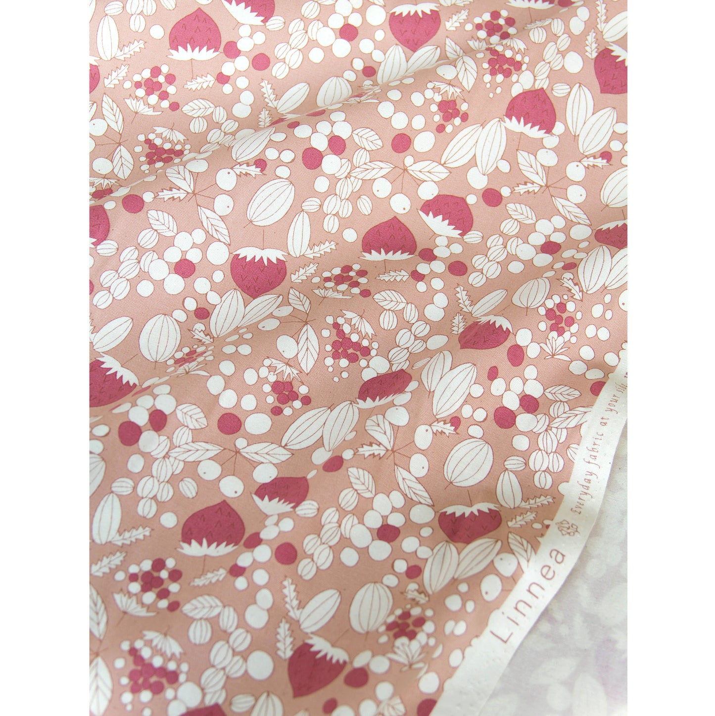 Oxford Cotton  Fabric Vintage Style Strawberry & Nut Blush Pink by the Yard