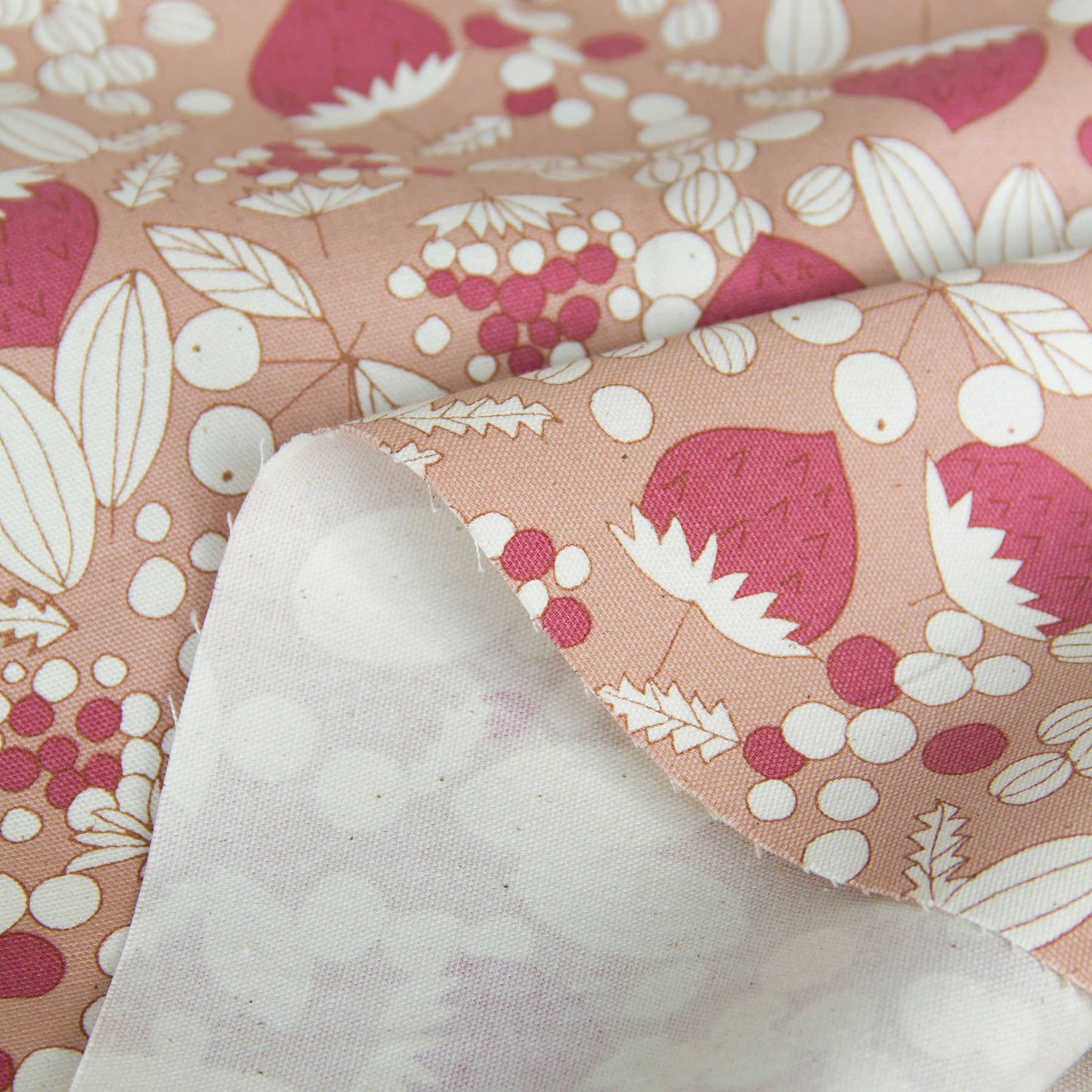 Oxford Cotton  Fabric Vintage Style Strawberry & Nut Blush Pink by the Yard