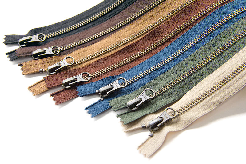 YKK #5 Closed-End Metal Zippers with Bronze Teeth for Sewing Bags