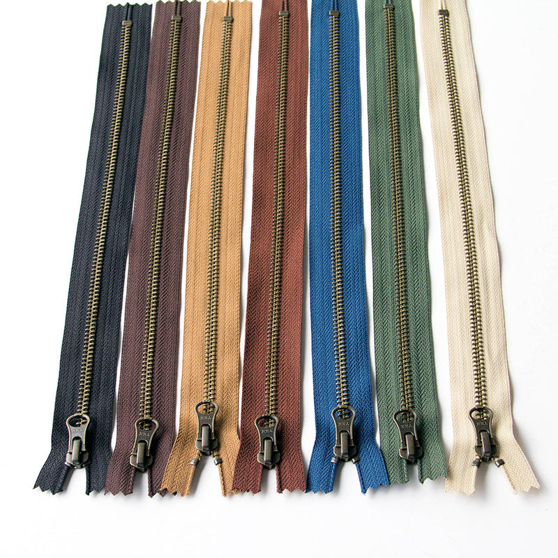 YKK #5 Closed-End Metal Zippers with Bronze Teeth for Sewing Bags