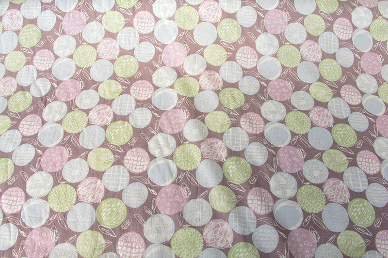 Lightweight Crinkled Gauze with Pastel Circle Pattern Dusty Mauve by the Yard