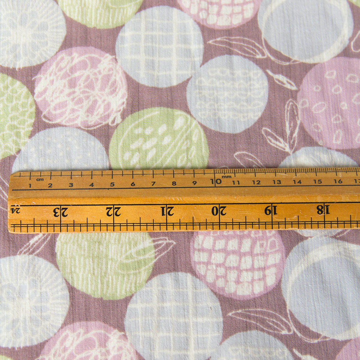 Lightweight Crinkled Gauze with Pastel Circle Pattern Dusty Mauve by the Yard