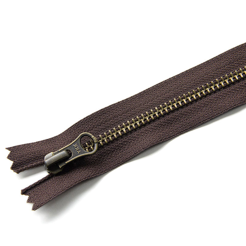 YKK #5 Closed-End Metal Zippers with Bronze Teeth for Sewing Bags