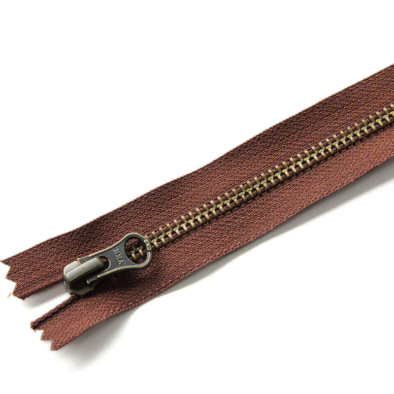 YKK #5 Closed-End Metal Zippers with Bronze Teeth for Sewing Bags