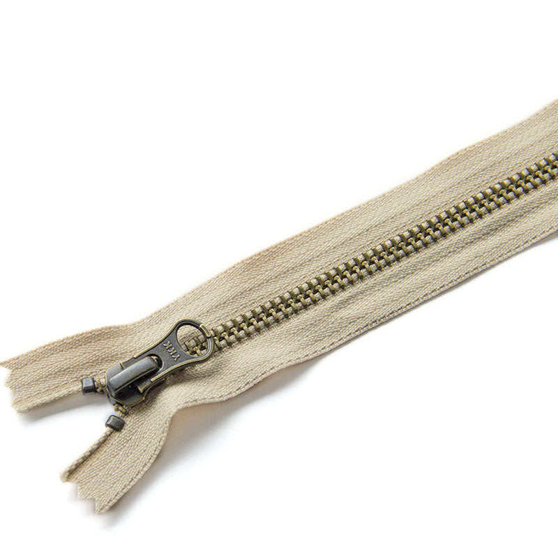 YKK #5 Closed-End Metal Zippers with Bronze Teeth for Sewing Bags
