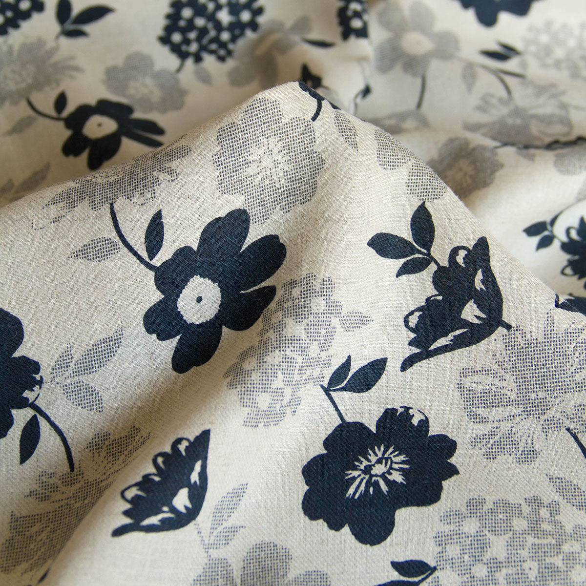 Soft Lightweight Cotton Linen Blend Fabric Vintage Style Floral by the Yard