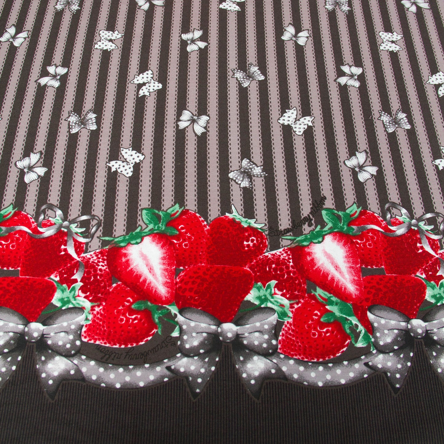 Oxford Cotton Fabric Strawberry Stripe Carbon Black by the Yard