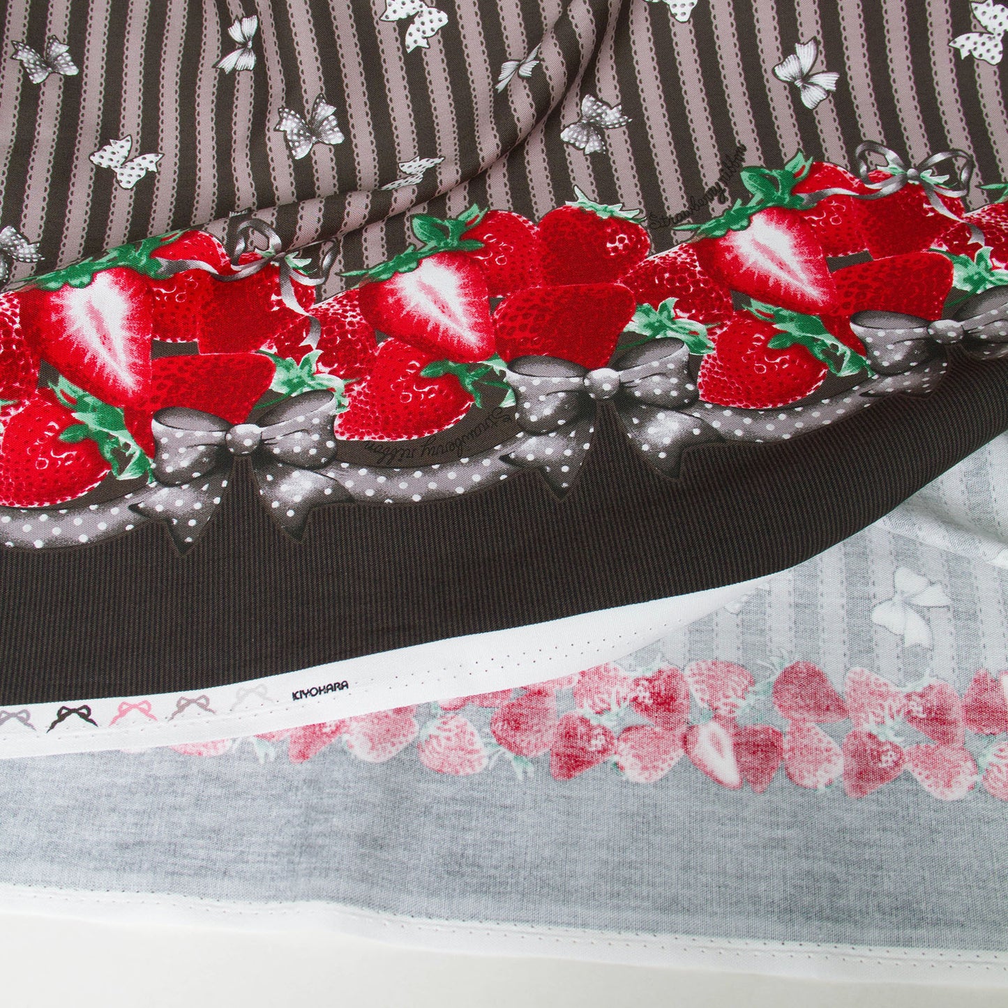 Oxford Cotton Fabric Strawberry Stripe Carbon Black by the Yard